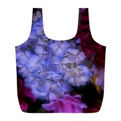 Hydrangea Arrangement Ii (blue Tint) Full Print Recycle Bag (l) by okhismakingart