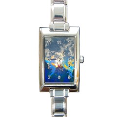 Broken Sky Rectangle Italian Charm Watch by okhismakingart