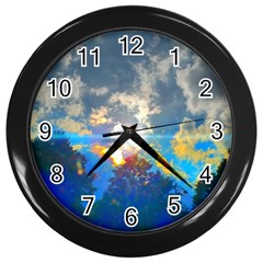 Broken Sky Wall Clock (black) by okhismakingart