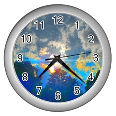 Broken Sky Wall Clock (silver) by okhismakingart