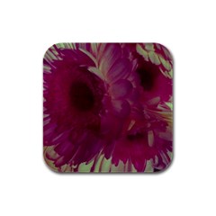 Pink Highlighted Flowers Rubber Square Coaster (4 Pack)  by okhismakingart