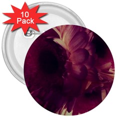 Purple Highlighted Flowers 3  Buttons (10 Pack)  by okhismakingart