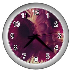 Purple Highlighted Flowers Wall Clock (silver) by okhismakingart