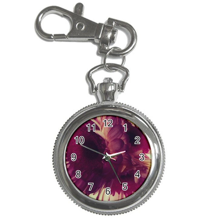 Purple Highlighted Flowers Key Chain Watches