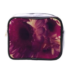 Purple Highlighted Flowers Mini Toiletries Bag (one Side)