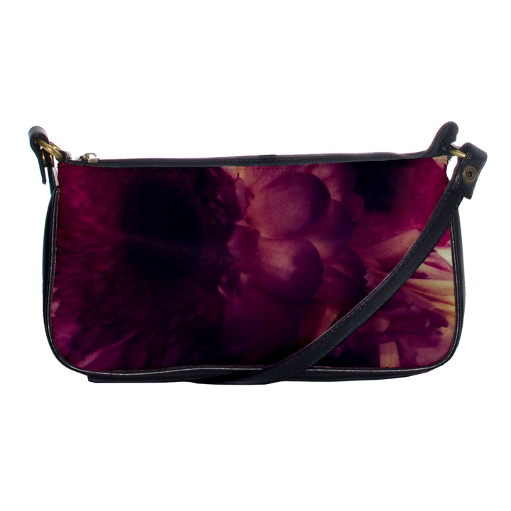 Purple Highlighted Flowers Shoulder Clutch Bag