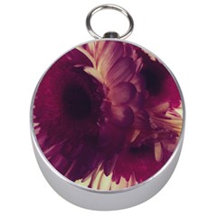 Purple Highlighted Flowers Silver Compasses