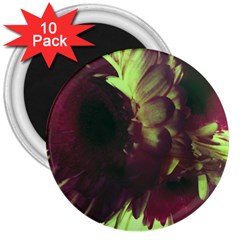 Green Glowing Flower 3  Magnets (10 Pack)  by okhismakingart