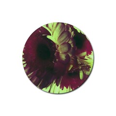 Green Glowing Flower Rubber Coaster (round)  by okhismakingart