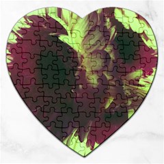 Green Glowing Flower Jigsaw Puzzle (heart) by okhismakingart