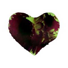 Green Glowing Flower Standard 16  Premium Flano Heart Shape Cushions by okhismakingart