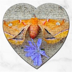 Moth And Chicory Jigsaw Puzzle (heart) by okhismakingart