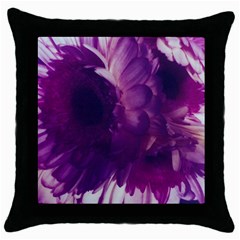 Blue Glowing Flowers Throw Pillow Case (black) by okhismakingart