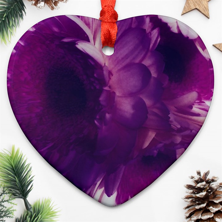 Blue Glowing Flowers Heart Ornament (Two Sides)