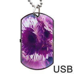 Blue Glowing Flowers Dog Tag Usb Flash (one Side) by okhismakingart