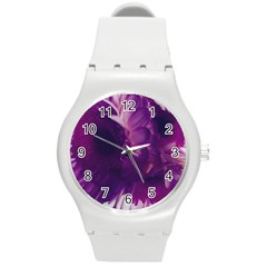 Blue Glowing Flowers Round Plastic Sport Watch (m) by okhismakingart