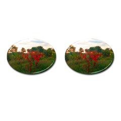 Red Weeds Cufflinks (oval) by okhismakingart