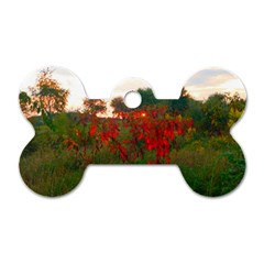 Red Weeds Dog Tag Bone (two Sides) by okhismakingart