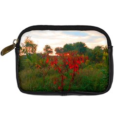 Red Weeds Digital Camera Leather Case by okhismakingart