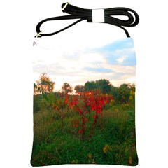 Red Weeds Shoulder Sling Bag by okhismakingart