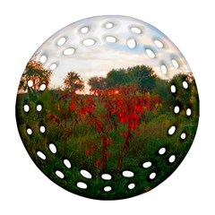 Red Weeds Ornament (round Filigree) by okhismakingart