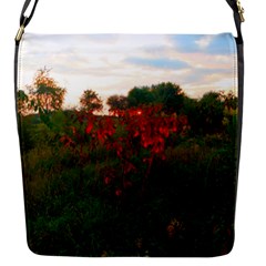 Red Weeds Flap Closure Messenger Bag (s) by okhismakingart