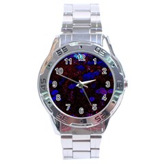 Red-edged Blue Sedum Stainless Steel Analogue Watch by okhismakingart