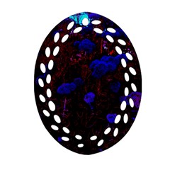 Red-edged Blue Sedum Ornament (oval Filigree) by okhismakingart