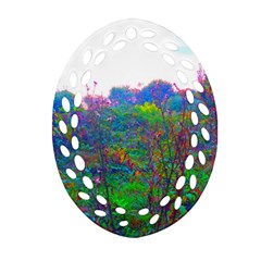 Neon Weeds Oval Filigree Ornament (two Sides) by okhismakingart