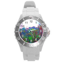 Neon Weeds Round Plastic Sport Watch (l) by okhismakingart