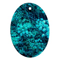 Blue-green Compound Flowers Ornament (oval) by okhismakingart