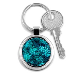 Blue-green Compound Flowers Key Chains (round)  by okhismakingart