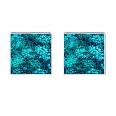 Blue-green Compound Flowers Cufflinks (square) by okhismakingart