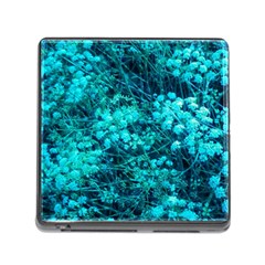 Blue-green Compound Flowers Memory Card Reader (square 5 Slot) by okhismakingart