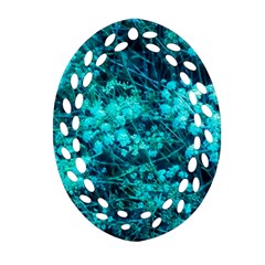 Blue-green Compound Flowers Ornament (oval Filigree) by okhismakingart