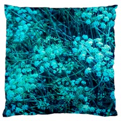 Blue-green Compound Flowers Large Cushion Case (one Side) by okhismakingart