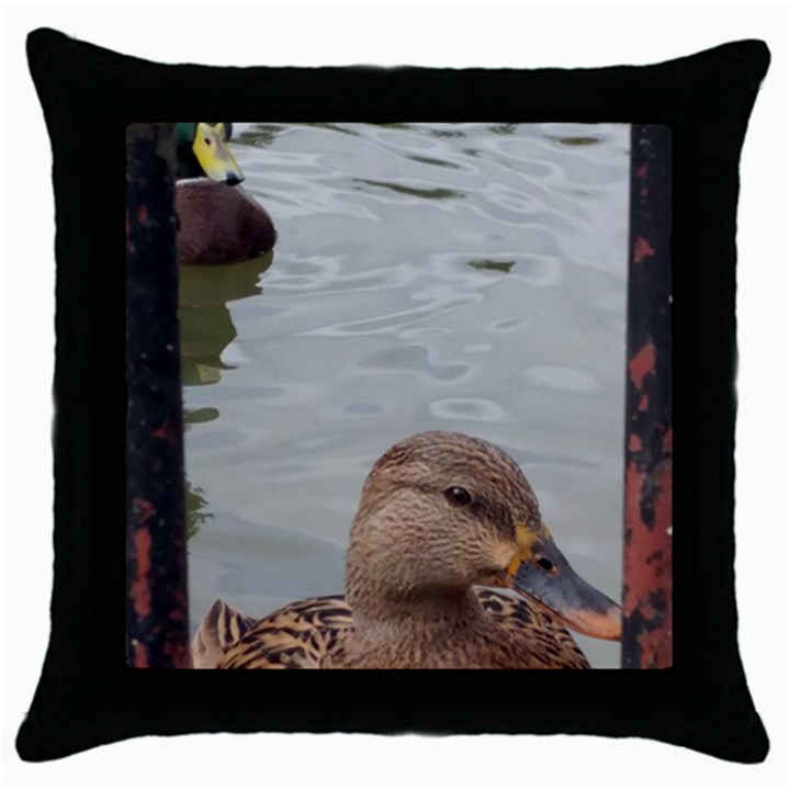 Framed Ducks Throw Pillow Case (Black)