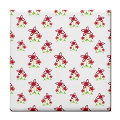 Cute Floral Drawing Motif Pattern Tile Coasters