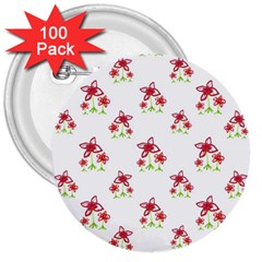 Cute Floral Drawing Motif Pattern 3  Buttons (100 Pack) 