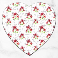 Cute Floral Drawing Motif Pattern Jigsaw Puzzle (heart) by dflcprintsclothing