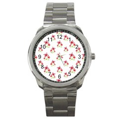 Cute Floral Drawing Motif Pattern Sport Metal Watch by dflcprintsclothing