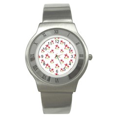 Cute Floral Drawing Motif Pattern Stainless Steel Watch by dflcprintsclothing