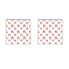 Cute Floral Drawing Motif Pattern Cufflinks (square) by dflcprintsclothing