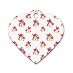 Cute Floral Drawing Motif Pattern Dog Tag Heart (one Side)