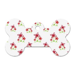 Cute Floral Drawing Motif Pattern Dog Tag Bone (one Side) by dflcprintsclothing