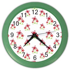 Cute Floral Drawing Motif Pattern Color Wall Clock by dflcprintsclothing