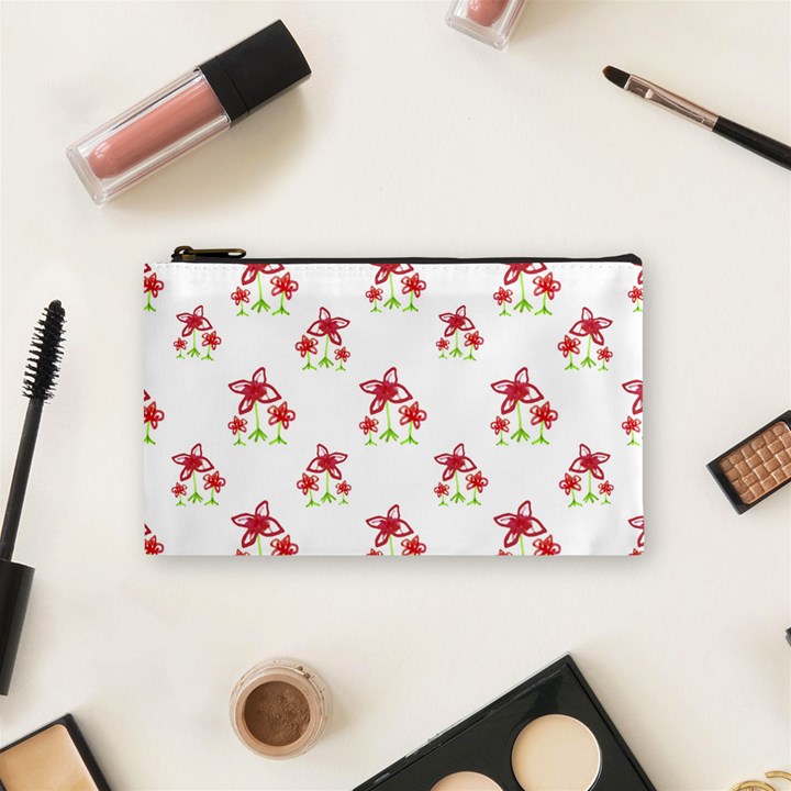 Cute Floral Drawing Motif Pattern Cosmetic Bag (Small)