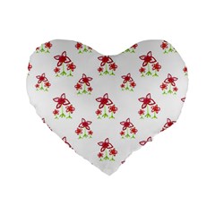 Cute Floral Drawing Motif Pattern Standard 16  Premium Heart Shape Cushions by dflcprintsclothing