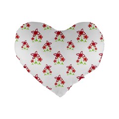 Cute Floral Drawing Motif Pattern Standard 16  Premium Flano Heart Shape Cushions