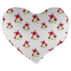 Cute Floral Drawing Motif Pattern Large 19  Premium Flano Heart Shape Cushions by dflcprintsclothing